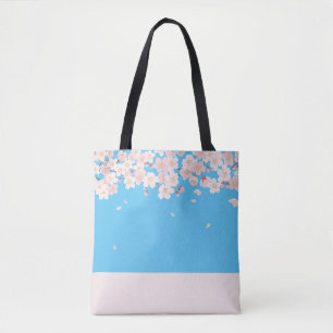 Bolso De Tela Flores y mariposas: Monograma azul opcional