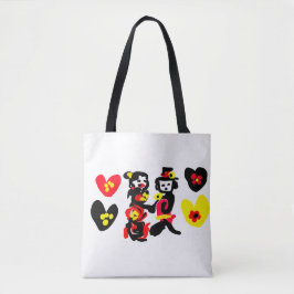 Bolso De Tela Flores y negro y rojo día de San Valentín