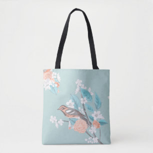 Bolso De Tela Flores y pájaros