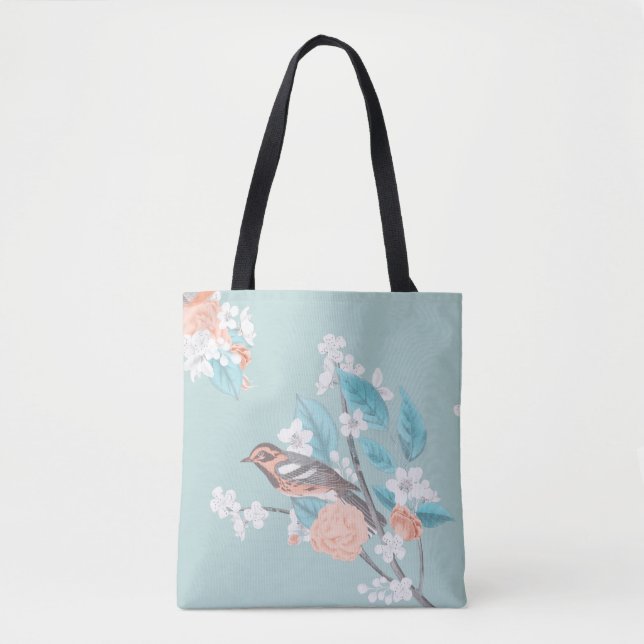 Bolso De Tela Flores y pájaros (Anverso)