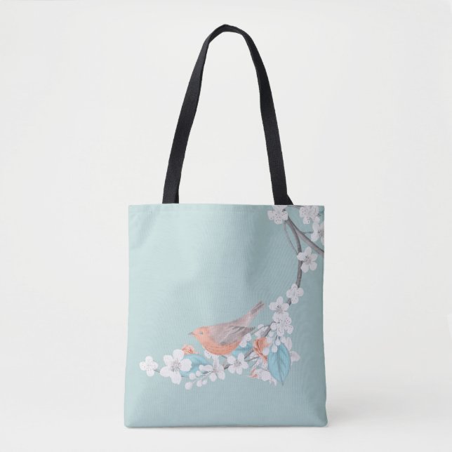 Bolso De Tela Flores y pájaros (Anverso)