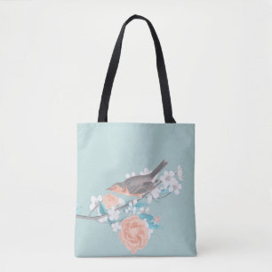 Bolso De Tela Flores y pájaros