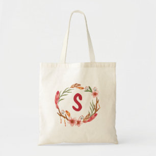 Bolso De Tela Flores y plumas de Boho