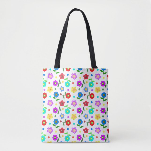 Bolso De Tela Flores y puntos de polka (Anverso)