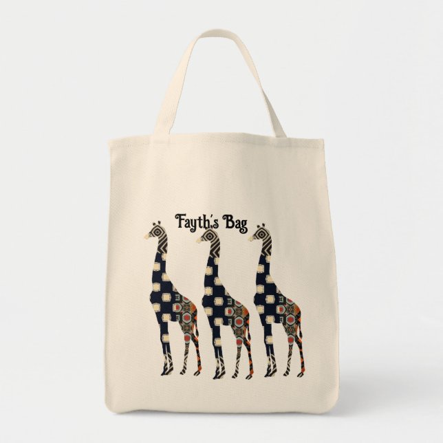 Bolso De Tela Florillas Giraffe Tote Bag (Frente)