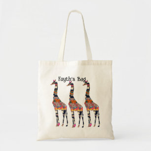 Bolso De Tela Florillas Giraffe Tote Bag