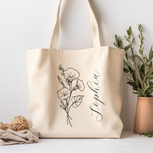 Bolso De Tela Flower de mes de nacimiento personalizado septiemb
