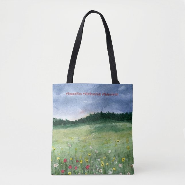 Bolso De Tela Flower Field Landscape  (Anverso)
