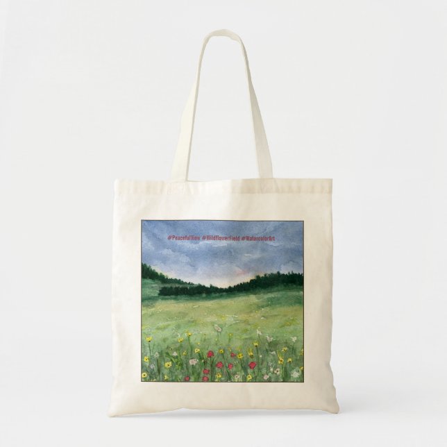 Bolso De Tela Flower Field Landscape  (Frente)