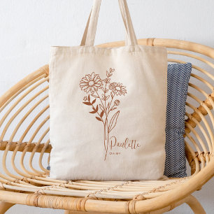 Bolso De Tela Flower Flower April Rust, mes de nacimiento person