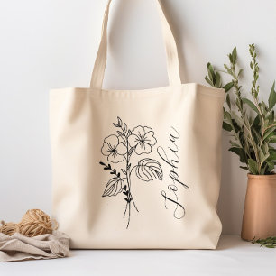 Bolso De Tela Flower Flower Flower Mes de nacimiento personaliza