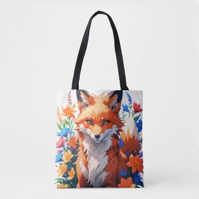 Bolso De Tela Flower Fox (Anverso)
