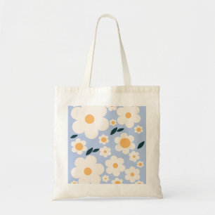 Bolso De Tela Flower Market Copenhagen Flowers White Blue Floral