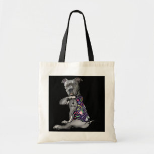 Bolso De Tela Flower PitBull: Amo a mamá Pitbull Tattoo