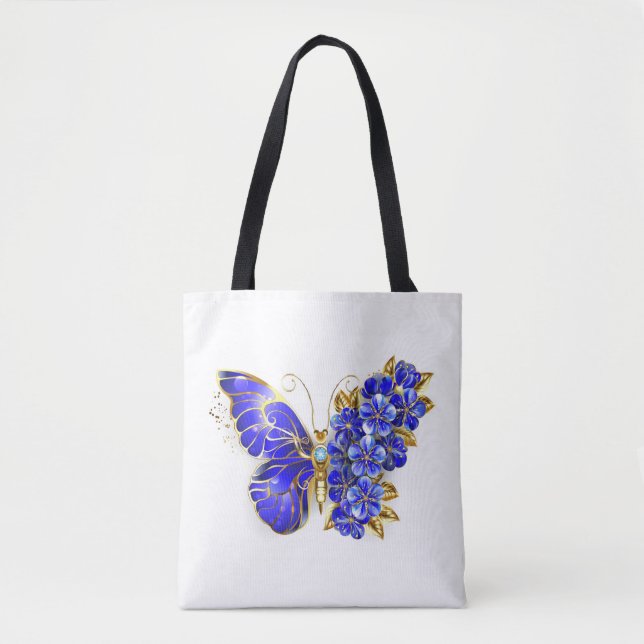 Bolso De Tela Flower Sapphire Butterfly (Anverso)