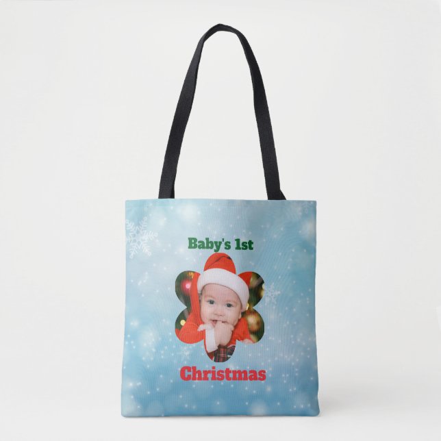 Bolso De Tela Flower Shape My 1st Christmas Photo (Anverso)