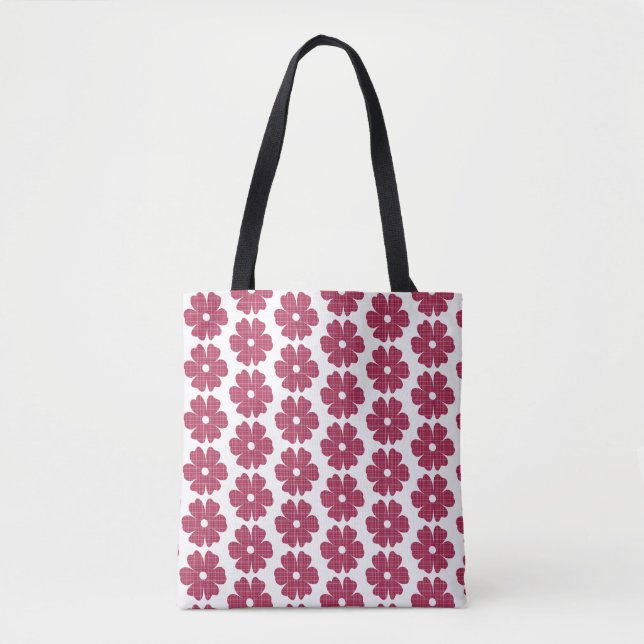 Bolso De Tela Flower Shape Plaid Red Pink (Anverso)