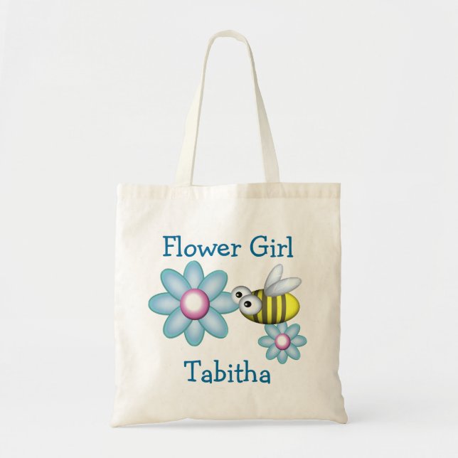 Bolso De Tela Flower y Bee Flower Girl (Frente)