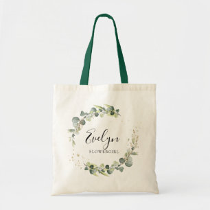 Bolso De Tela flowergirl de follaje de escritura elagante verde