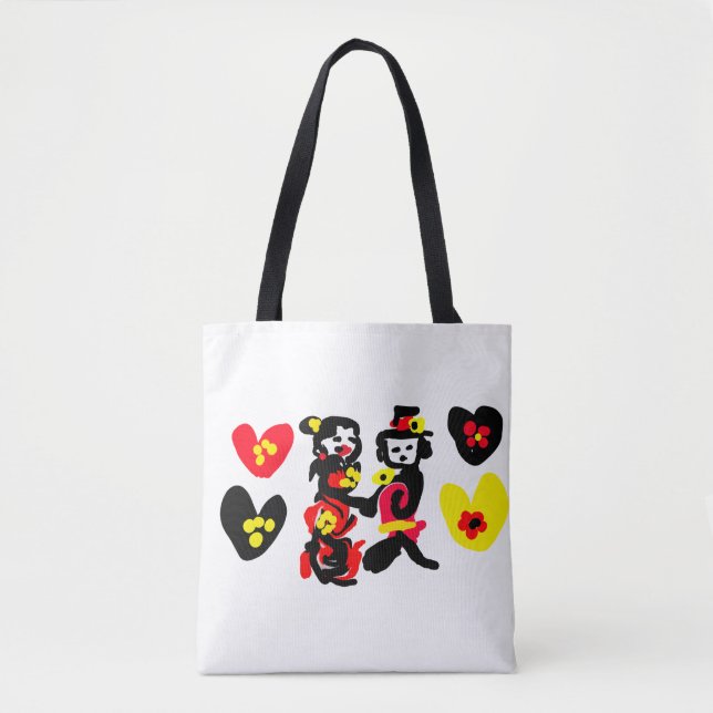 Bolso De Tela Flowers and black and red Valentine day (Anverso)