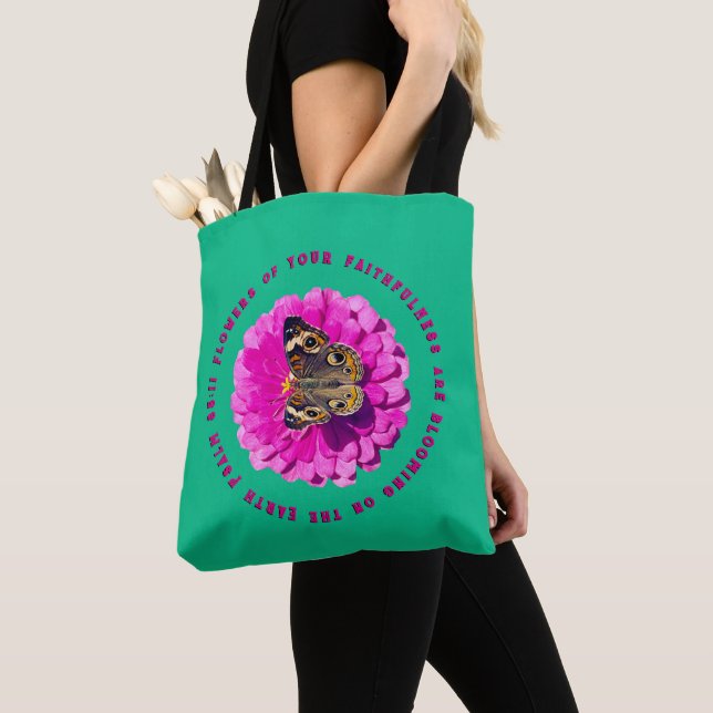 Bolso De Tela Flowers of Your Faithfulness Psalms Butterfly (Detalle)