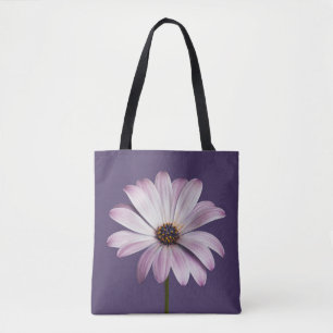 Bolso De Tela Flowers White & Purple Daisy