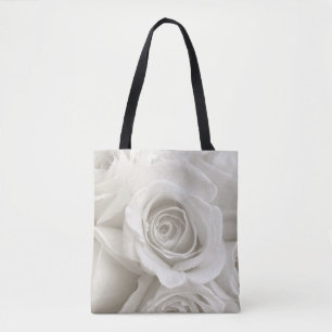 Bolso De Tela Flowers White Roses