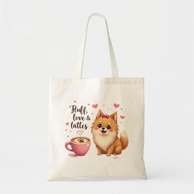 Bolso De Tela Fluff, Love & Lattes (Frente)