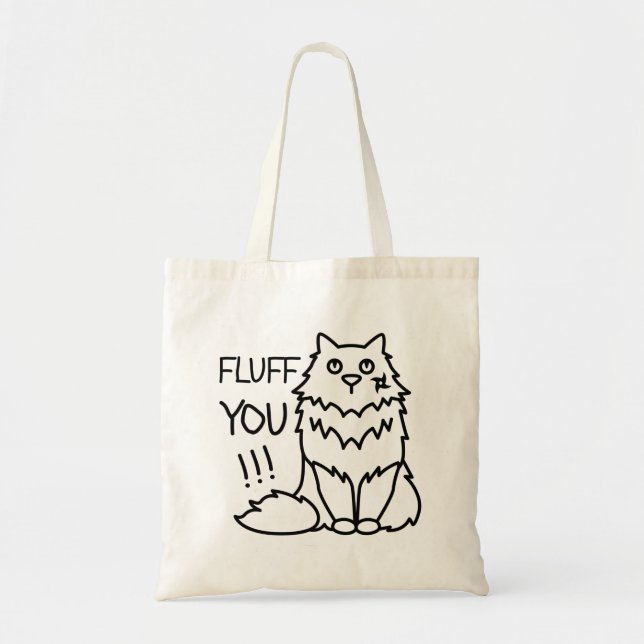 Bolso De Tela Fluff you - Gracioso Gato Blanco y Negro Mínimo (Frente)