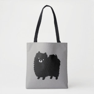 Bolso De Tela Fluffy Black Pomeranian Perro de dibujos animado