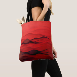 Bolso De Tela Flujo Carmesí – Ondas Rojas Abstractas de Movimien