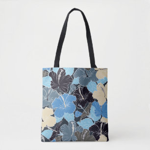 Bolso De Tela Flujo de hibiscos estilizados y curvados entrelaza