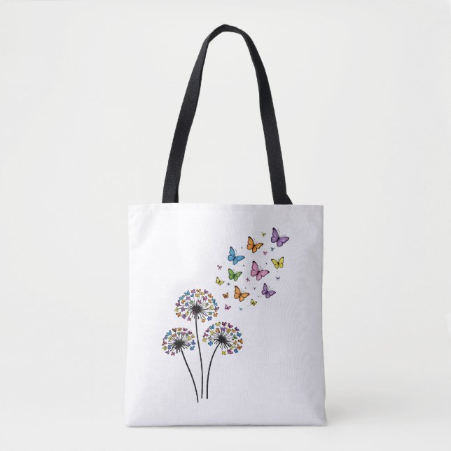 Bolso De Tela Flujo de mariposas de diente de león (Anverso)