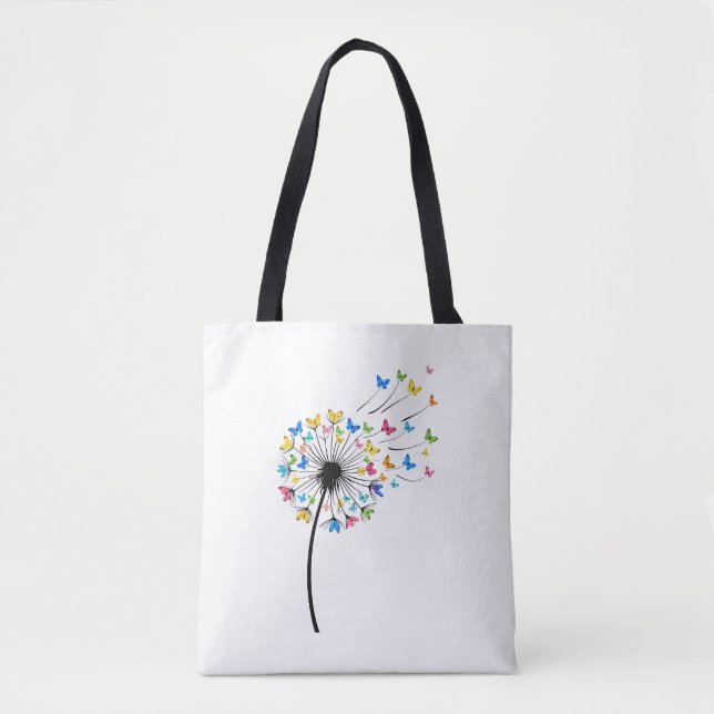 Bolso De Tela Flujo de mariposas de diente de león (Anverso)