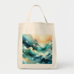 Bolso De Tela Flujo de Océano Dorado Ondas Abstractas