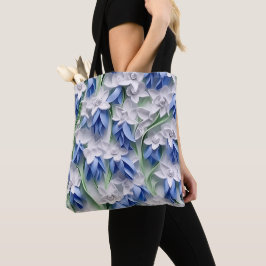 BOLSO DE TELA FLUJOS BLUEBELL DE PURPLE BLUE WHITE 3DLOOK