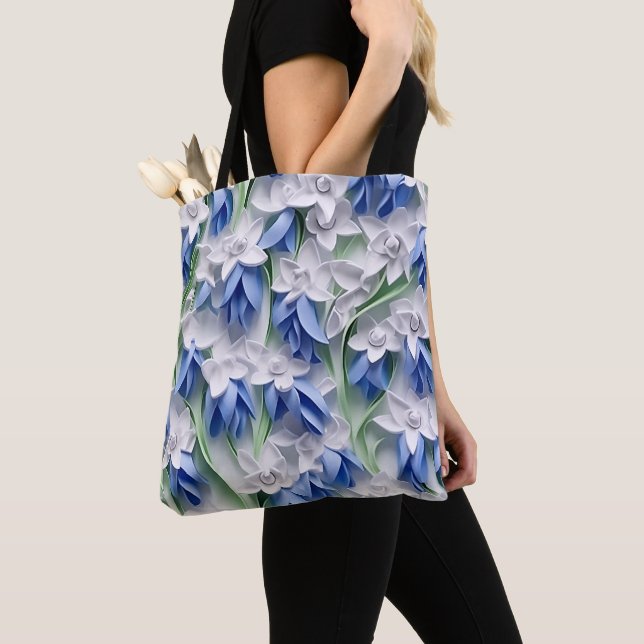 BOLSO DE TELA FLUJOS BLUEBELL DE PURPLE BLUE WHITE 3DLOOK (Detalle)