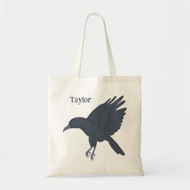 Bolso De Tela Flying Black Crow Bird Personalizado (Frente)