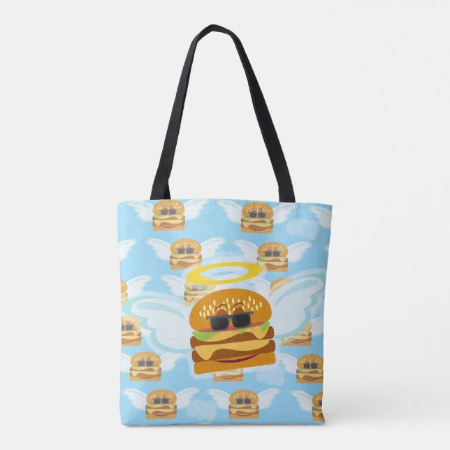 Bolso De Tela Flying Cheeseburger Fun Pattern Art (Reverso)