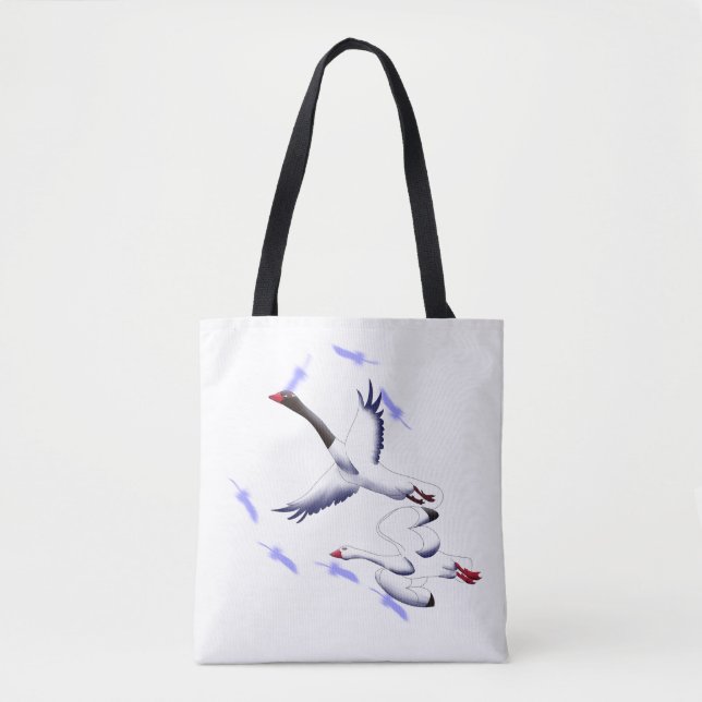 Bolso De Tela Flying Swans Minimalist Fantasy Bird Art Tote (Anverso)