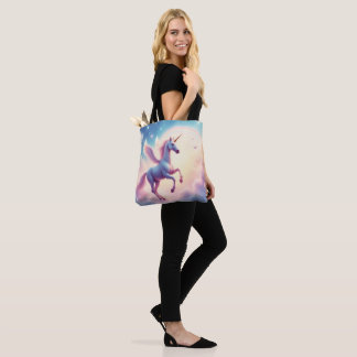 Bolso De Tela Flying Unicorn Bright Rainbow Clouds Illustration 