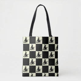 Bolso De Tela Flying Witch Black & Yellow Checkered