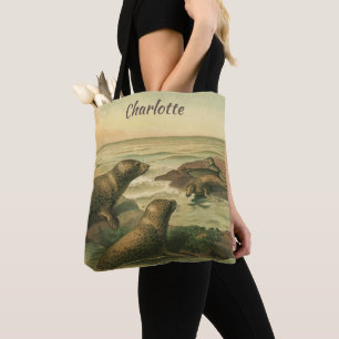 Bolso De Tela Focas leopardo, Animales acuáticos vintage Vida ma