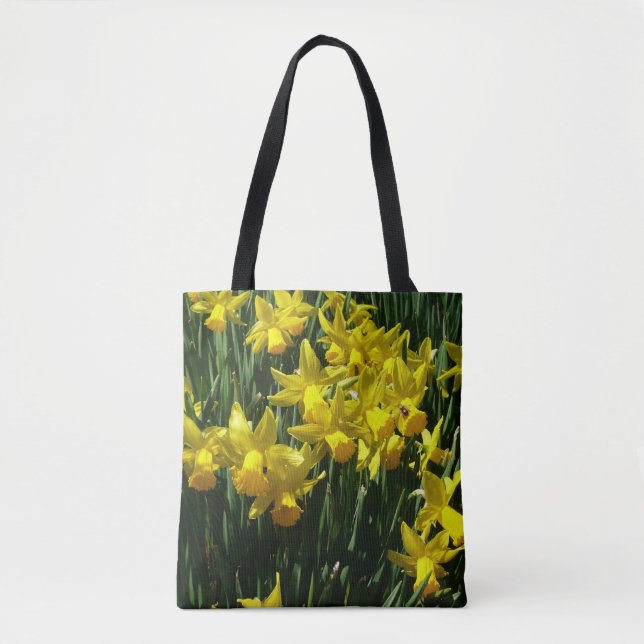 Bolso De Tela Focos amarillos y flores de primavera alegres (Anverso)