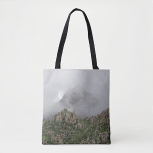 Bolso De Tela Foggy Desert Mountain Landscape Foto Niebla matuti