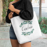 Bolso De Tela Foliage Abundante personalizado<br><div class="desc">Personalice este tote botánico de moda con un nombre o monograma,  rodeado de vegetación botánica exuberante y hojas de eucalipto.</div>