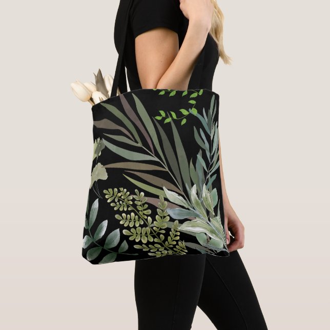 Bolso De Tela Foliage botánico de ferrys florales retro oscuro (Detalle)