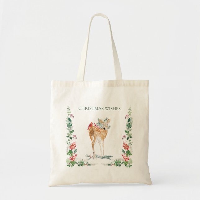 Bolso De Tela Foliage de la vegetación Woodland Fawn Deer Tote B (Frente)