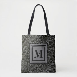 Bolso De Tela Foliage de William Morris monogramado gris y negro