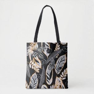 Bolso De Tela Foliage nocturno tropical: Patrón de cosecha oscur